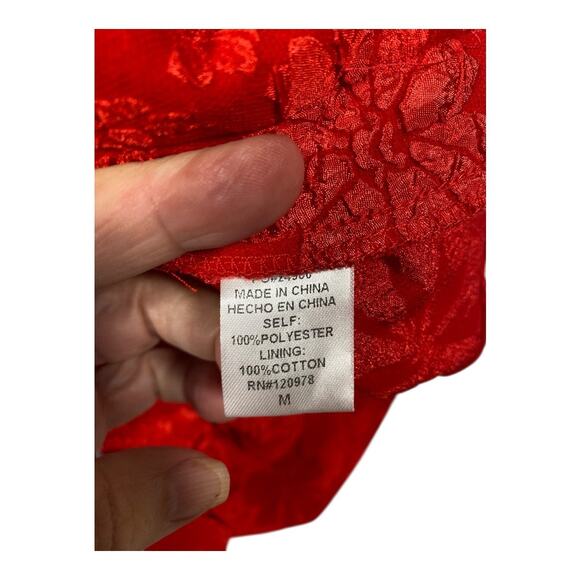 Entro Red Floral Jacquard Strapless Peplum Size Medium Top - Picture 6 of 10